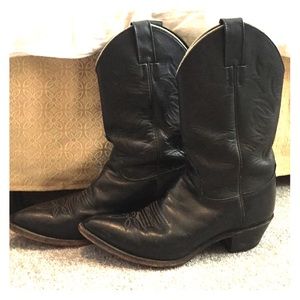 Vintage Justin black leather cowboy boots