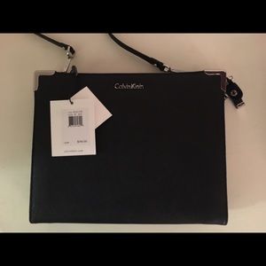 Calvin Klein Black Leather Pocketbook Purse