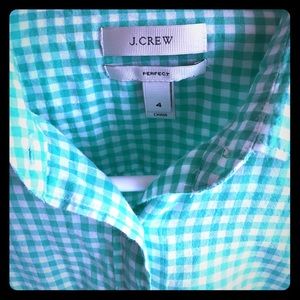 J. Crew size 4 perfect fit green gingham button up