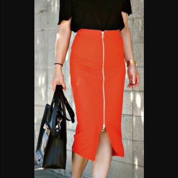Orange H&M Zipped Ribbed Skirt NWT