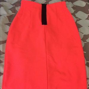 Neon coral stretch pencil skirt, XS, Giani Bini