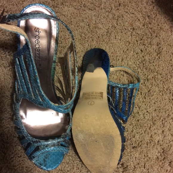 Blue Open Toe Heels. - Picture 2 of 2