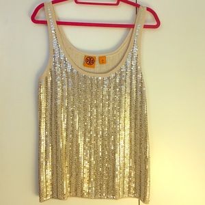 Tory Burch Silk & Cashmere sequin top size Medium