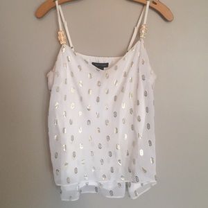 WHBM Flowy & Layered Tank with Gold Details