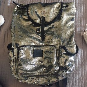 PINK gold sequin bookbag