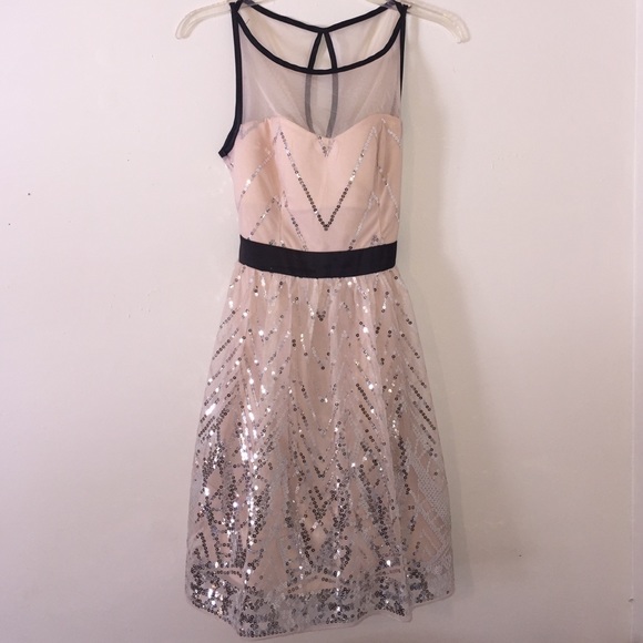 Sequenced Baby Pink Dance Dress with Black Detail