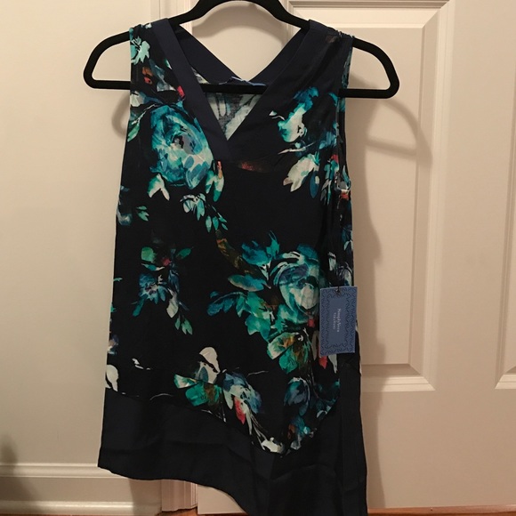 Vera Wang blue floral tank top size S