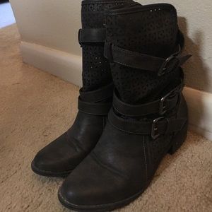Grey Buckle Boots