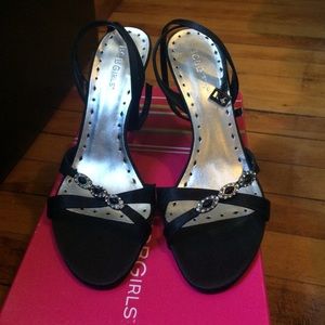 BCBGirls Black Satin Strappy Sandal