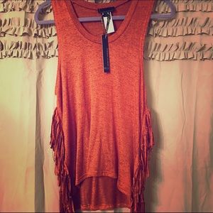 NWT Jeans by Buffalo orange Fringe sweater tank