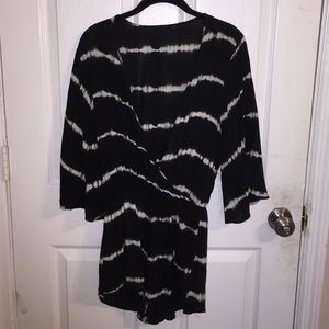 Black Tie-Dye Print Romper