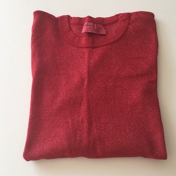 Michael Stars Tops - Michael Stars Dark Red Long Sleeve Shimmer Tee