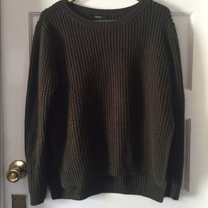 Slit Knit Green Sweater