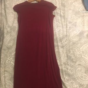 WORN ONCE High Neck Stretch Burgundy Dress