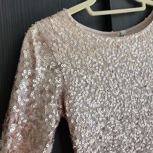 J Crew Champagne and Gold Sequined top