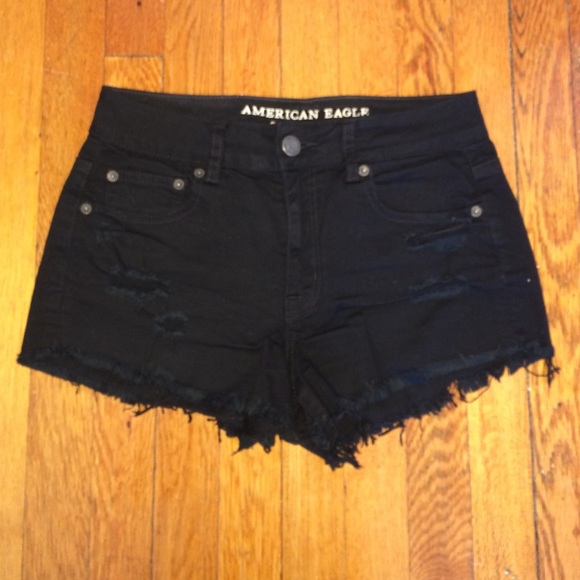 American Eagle Black Denim HighRise Festival Short