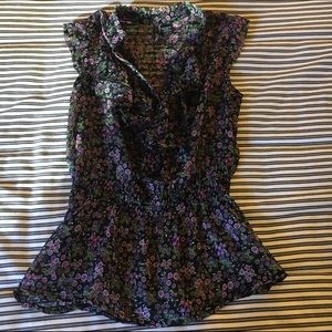 Floral peplum top with ruffle