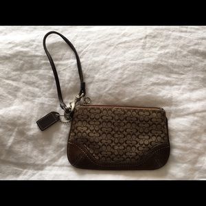 Coach Brown Signature Wristlet