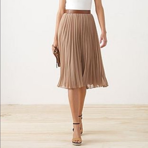 Tan Pleated Skirt