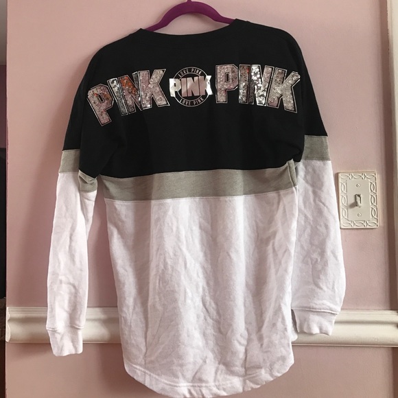 Victoria's Secret Pink Bling Varsity Crew - Picture 2 of 4