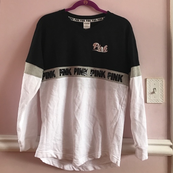 Victoria's Secret Pink Bling Varsity Crew - Picture 3 of 4