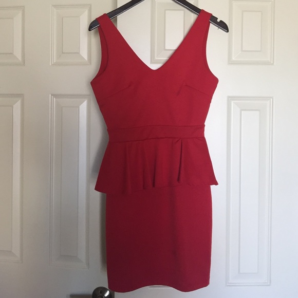 Red peplum dress