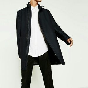ZARA Navy Basic Long Coat