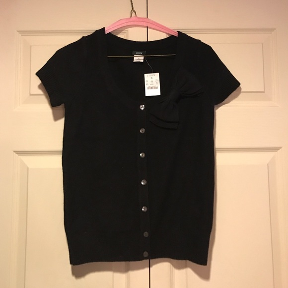 XS Button up j crew cardigan with bow detail NWT