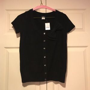 XS Button up j crew cardigan with bow detail NWT