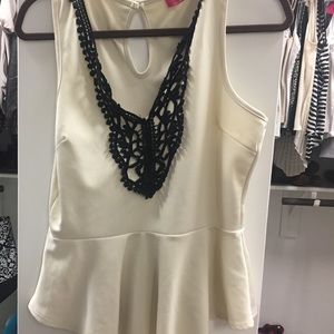 Cream with black lace top