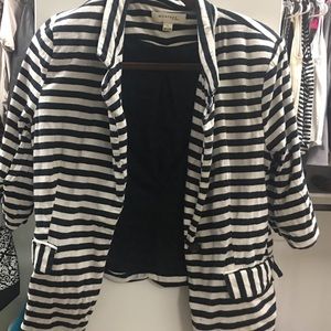 Navy and white striped blazer