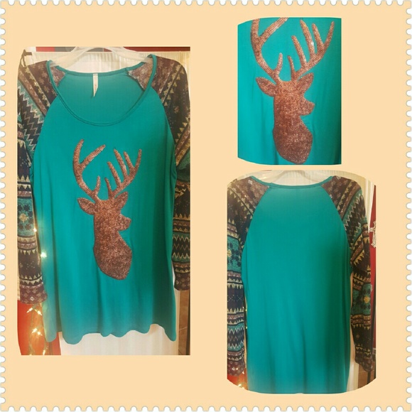 Ladies Tunic w Glitter Reindeer