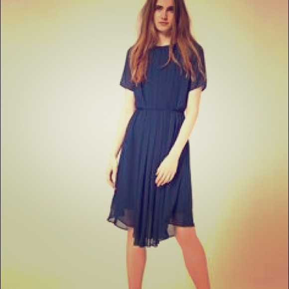 Asos Midi Chiffon Pleated Dress w/ Slip, Size 6