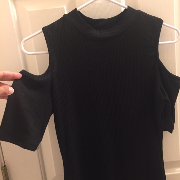 Black open shoulder dress