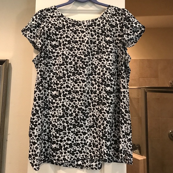 Black & White Cap Sleeves Silk LOFT Top