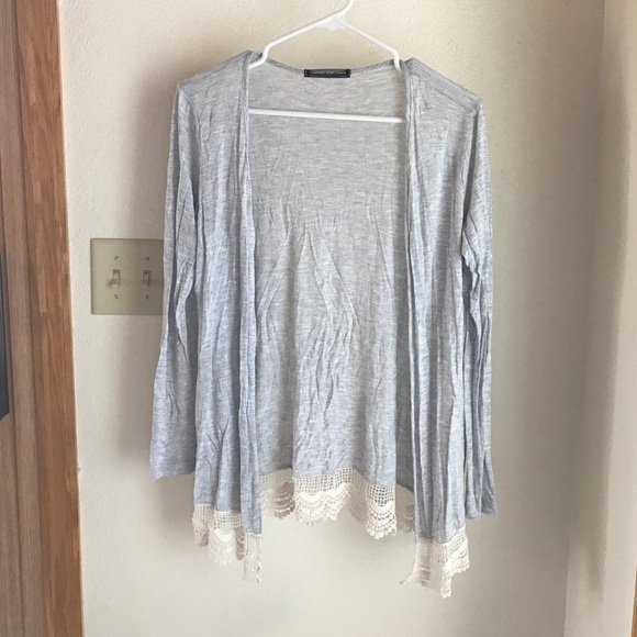 PacSun grey lace lined cardigan