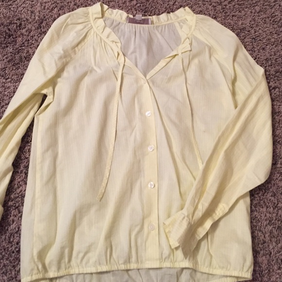 Loft yellow and white stripes top! XS - Picture 3 of 4