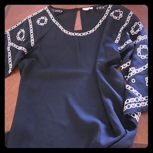 Francesca's Embroidered Black Blouse Small