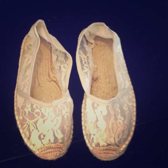 Soludos cream lace espadrilles size 39.      A