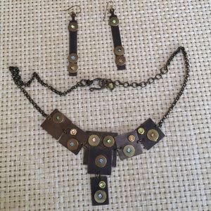 Art work ,  natural brass necklace and earrings ,