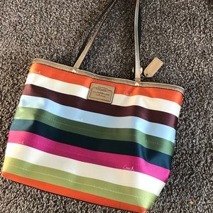 Stripe coach purse