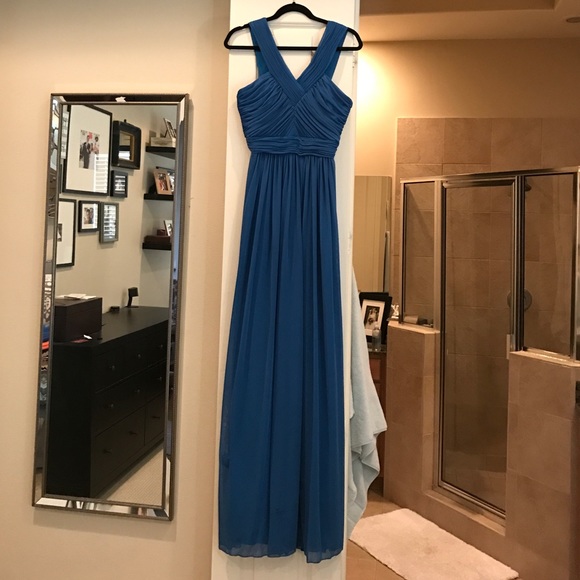 Blue floor length Bridesmaid Dress
