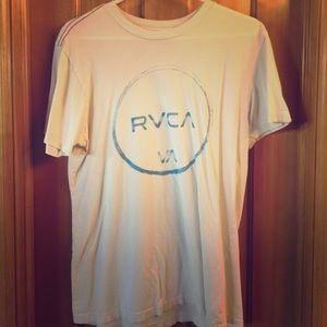 RVCA T-Shirt, Medium, white w/ red stitching