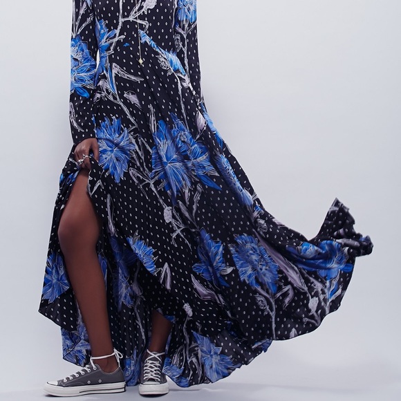 Free People Boho Chic Floral Print LS Maxi Dress - Picture 2 of 4