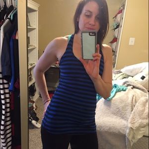 Lululemon Black and blue striped Cool Racerback