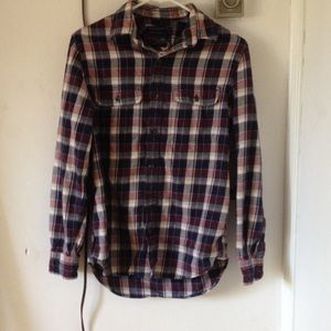 Red and blue men's flannel.