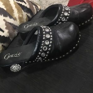 Black and rhinestone grazie shoes