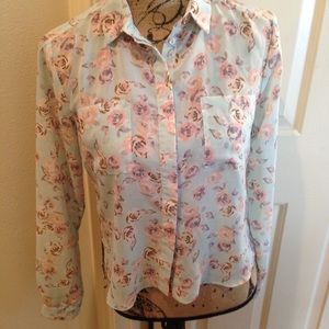 Topshop Pastel Floral Button Down Top Topshop Pastel Floral Button Down Top