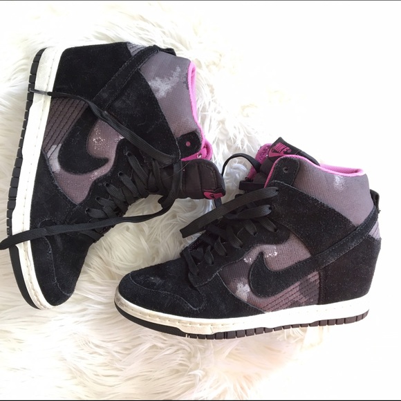 Black Suede Sky High Nike Dunks
