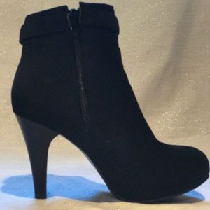 Black suede ankle heel boots